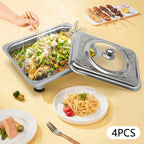 4/8 Stück Chafer-Pfannen-Buffet-Servierbehälter mit Deckel, rechteckiger Speisenwärmer-Pfannen-Servierbehälter