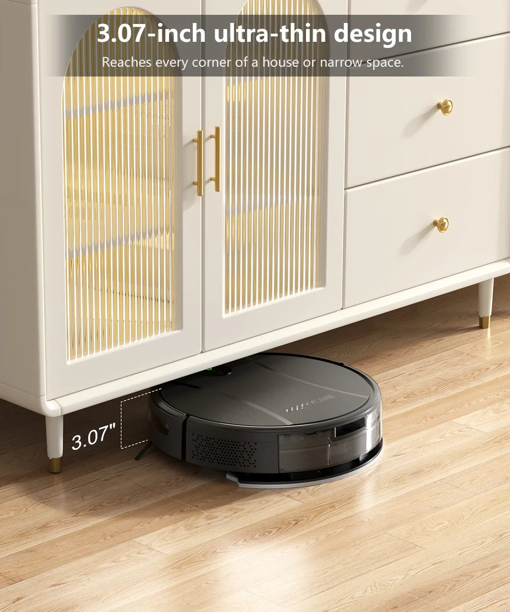 PrettyCare C2 Roboter-Staubsauger und Wischmopp, 4000 Pa Saugkraft, Roboterstaubsauger mit automatischer Teppichverstärkung, Alexa/WLAN/App