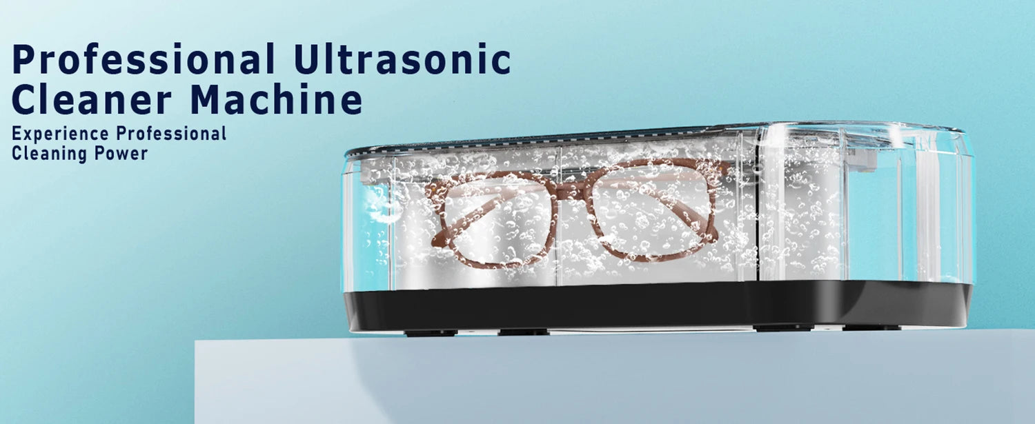 KUNPHY Ultraschallreiniger 350ml 46KHz Professioneller Ultraschallreiniger mit One-Touch-Bedienung Ultraschallreiniger für Ringe Brillen