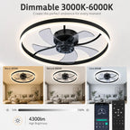 Ventilatore da soffitto con luce LED 50 cm Oraymin moderno telecomando dimmerabile 6 velocità