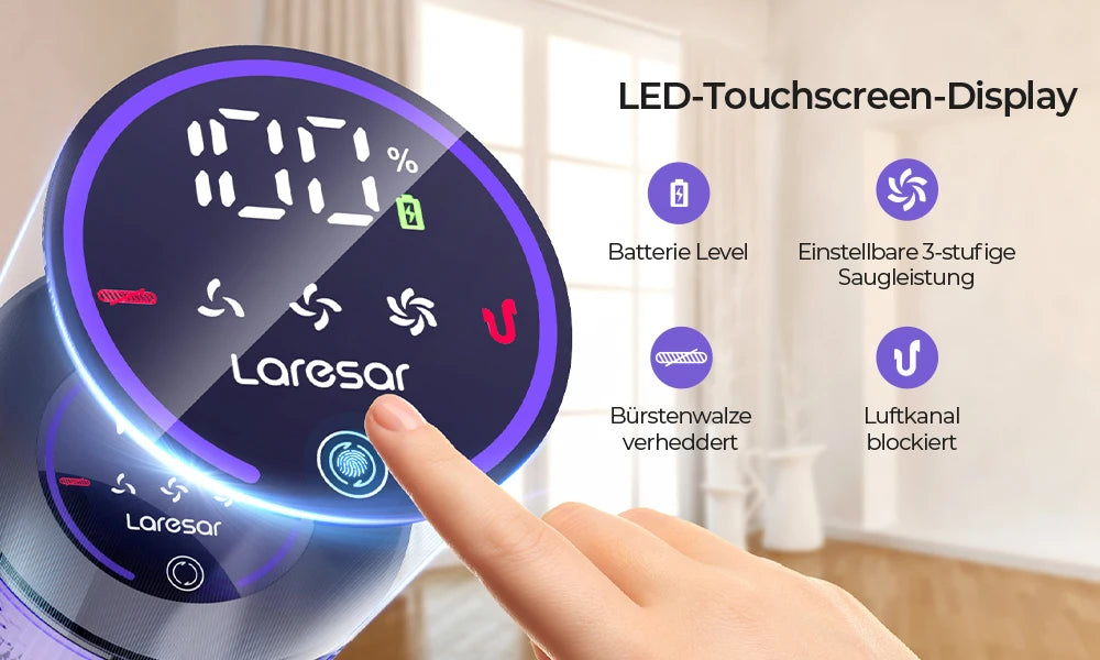 Laresar V7 500W 50000Pa Akku-Staubsauger Handheld Smart Home Appliance Abnehmbarer Akku Staubbehälter