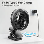 Ventilatore Portatile con Clip e Nebulizzatore, Ricaricabile, 3 Velocità, Display Digitale, Umidificatore, Ventilatore Spray Regolabile con Telecomando e Timer