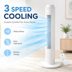 Ventilatore a Torre da 79 cm 60W, RINFRESCATORE A TORRE, Ventilatore a Torre Senza Pale Verticale con 3 Velocità Regolabili e Telecomando, Raffrescatore d'Aria Silenzioso Oscillante per Camera da Letto, Soggiorno, Ufficio