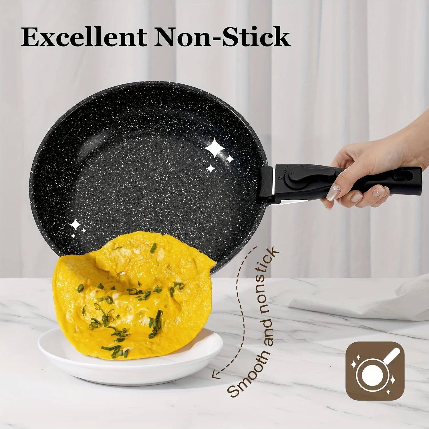 Set di pentole e padelle da 15 pezzi antiaderenti, set di pentole con manico staccabile, set da cucina antiaderente per camper, manici rimovibili,