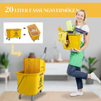 20-Liter-Putzwagen, Putzwagen mit Press- und Müllset, inklusive Eimer. Mopp, Rolle