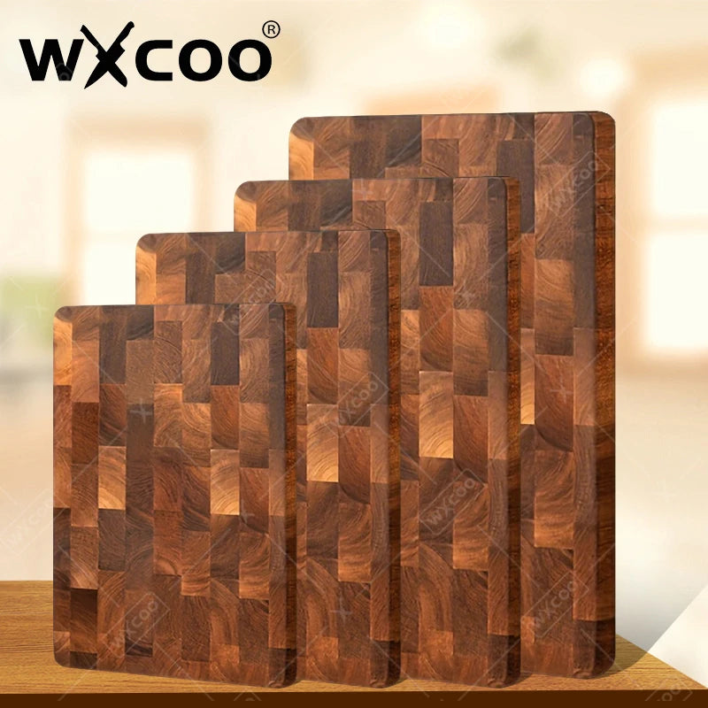 WXCOO Doppelseitiges Küchenschneidebrett aus Holz, Gemüseschneidebrett für Obst, Fleisch, Haushaltsküchenutensilien