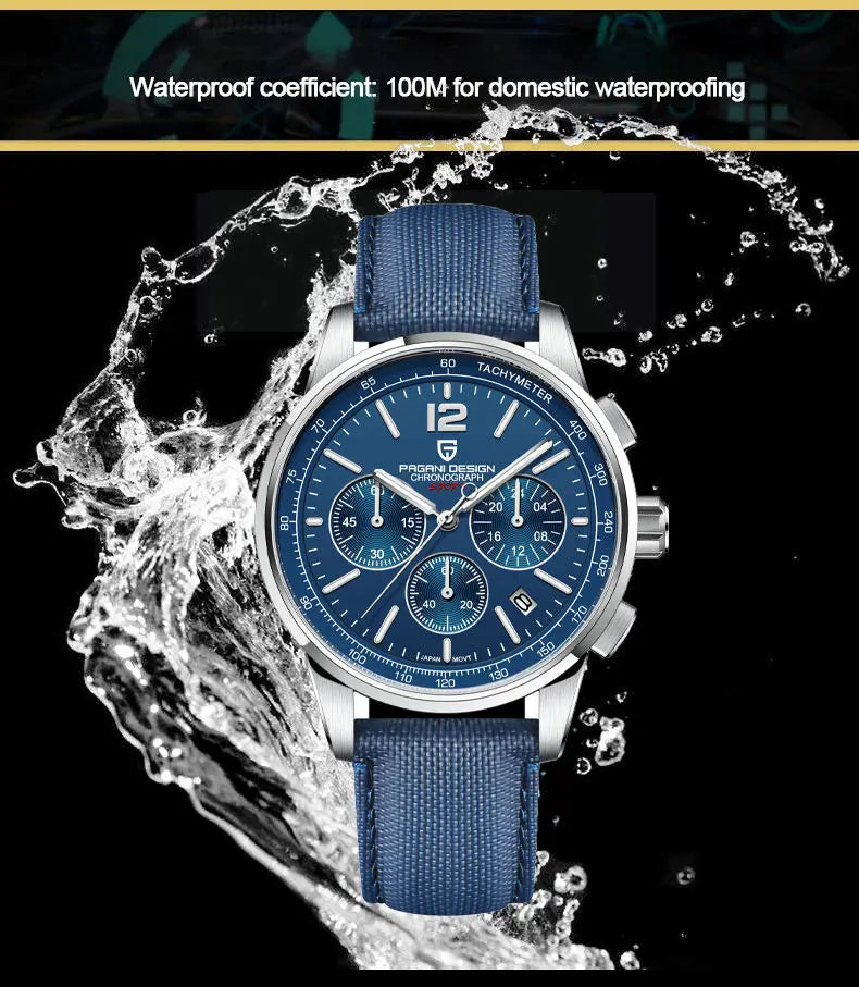 PAGANI DESIGN Orologio da Polso Uomo Quarzo VK63 41mm Vetro Zaffiro 10 Bar
