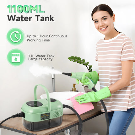 1100ml Handheld Steam Cleaner with Smart Touch, 3 Nozzles, 2500W High Power for Car and Carpet Cleaning