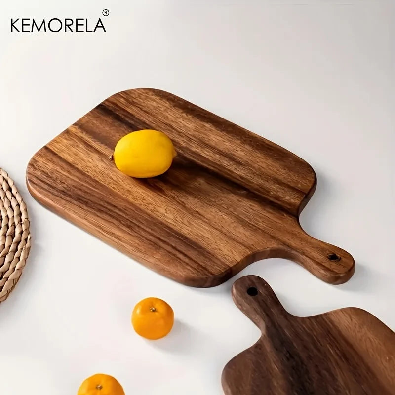 KEMORELA Schneidebrett aus Holz mit Griff für Fisch, Käse, Brot, Dessert, Obst und Gemüse – Langlebiges und Elegantes Design