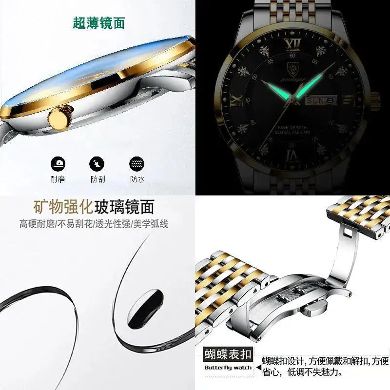 Herrenuhr, wasserdicht, mit Doppelkalender, Nachtlicht, koreanische Ausgabe, modische Armbanduhr, Geburtstagsgeschenk für Männer, Überraschung