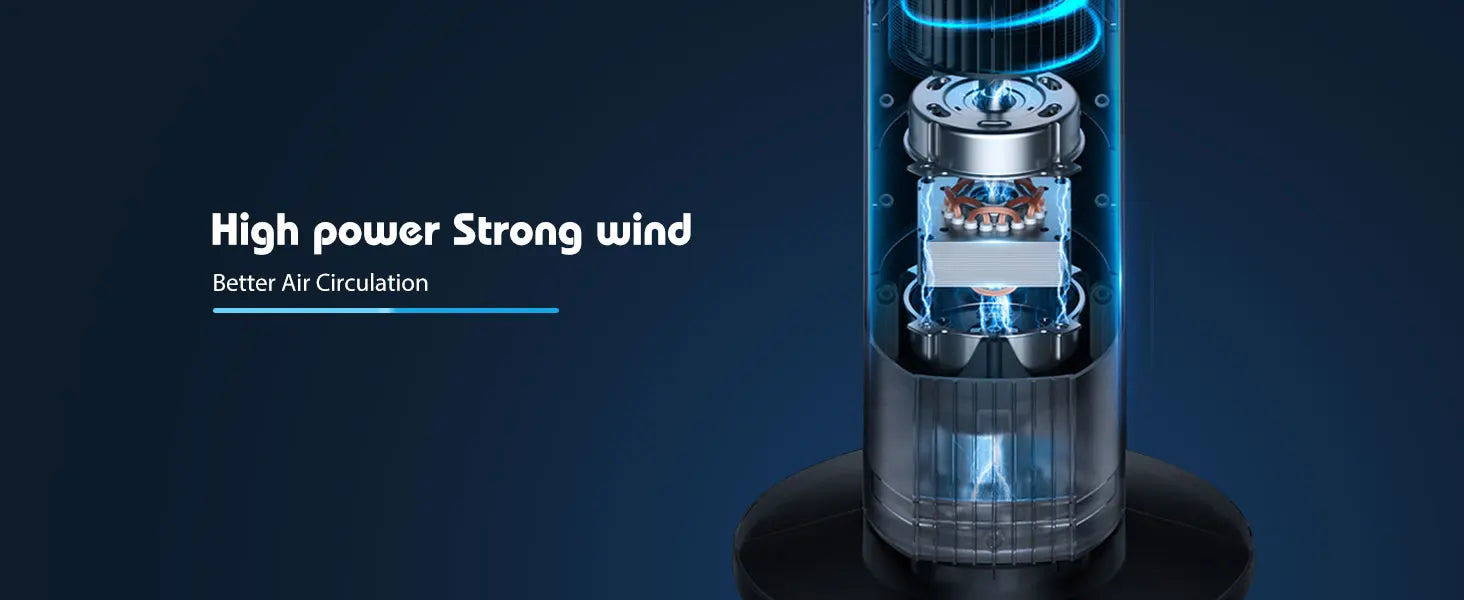 Aigostar Ross Smart - Intelligenter WiFi Turmventilator mit Fernbedienung, 50W, LED-Anzeige, 70° Oszillation, 3 Geschwindigkeiten, 3 Modi, 24-Stunden-Timer, APP-Steuerung, geeignet für Zuhause und Büro