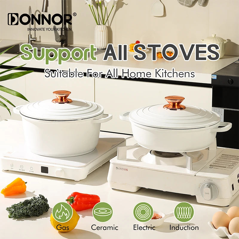 DONNOR Set di pentole in ceramica Set di pentole a induzione da 18 pezzi con coperchio Set di padelle e pentole antiaderenti salutari da cucina con padella JT532