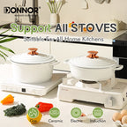 DONNOR Set di pentole in ceramica Set di pentole a induzione da 18 pezzi con coperchio Set di padelle e pentole antiaderenti salutari da cucina con padella JT532