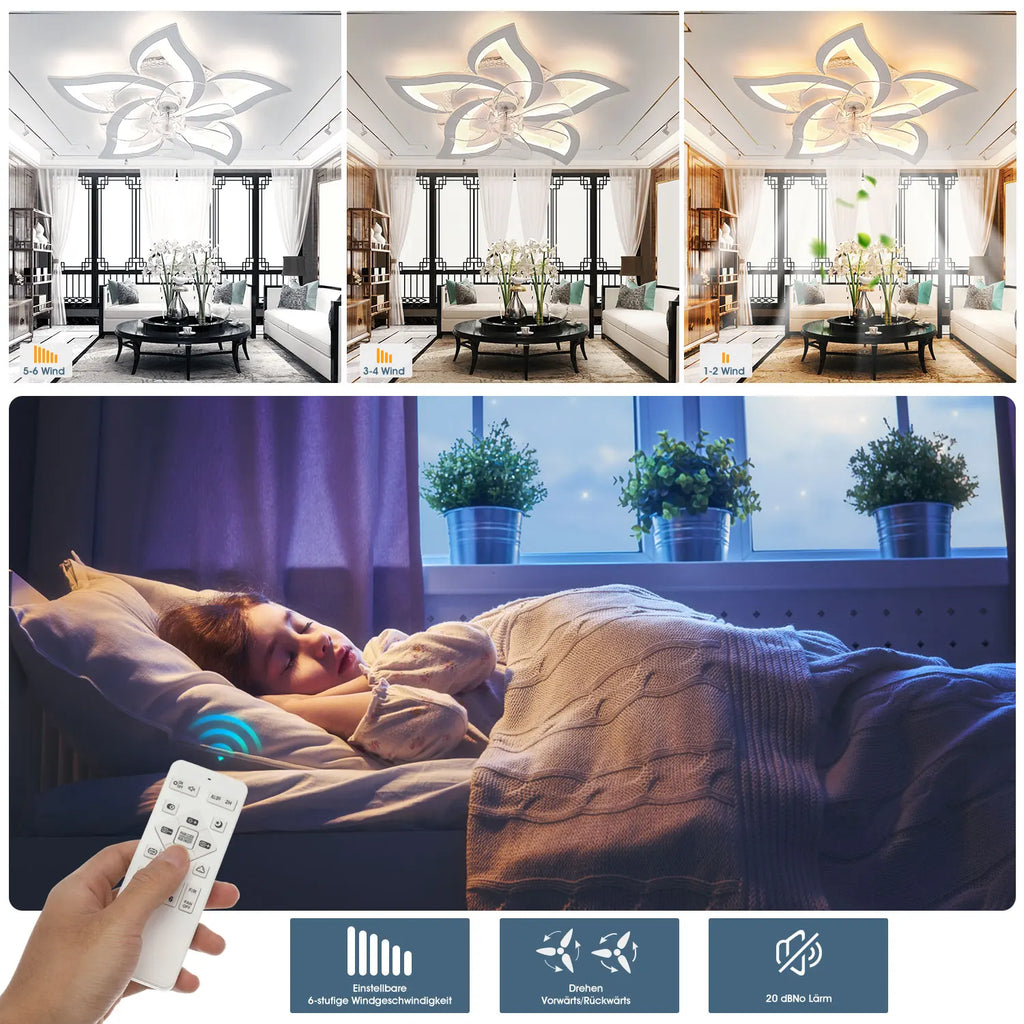 Ventilatore da soffitto LED Oyajia 50W con telecomando, moderno, diametro 62 cm