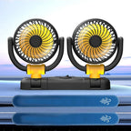 Ventilatore per Auto 12V a Doppia Testa con Rotazione a 360 Gradi, Portatile, 2 Velocità, Vento Forte, Alimentazione da Presa Accendisigari per Camion, SUV, Camper