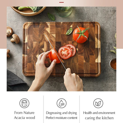 XINZUO Tagliere in legno di acacia, tagliere da cucina di qualità per pane, frutta e carne, utensili da cucina antiscivolo