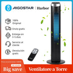 Aigostar Digitaler Turmventilator mit Fernbedienung/12-Stunden-Timer. 4 Modi und 3 einstellbare Geschwindigkeiten. 45W Leistung, 65° Oszillation, 93CM, für Zuhause und Büro, Schwarz