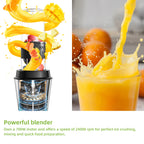 BioloMix 700W 3-in-1 Multifunktionaler tragbarer Küchenroboter Entsafter Mixer Smoothie Mixer Lebensmittelhacker Trockenmühle für die Küche