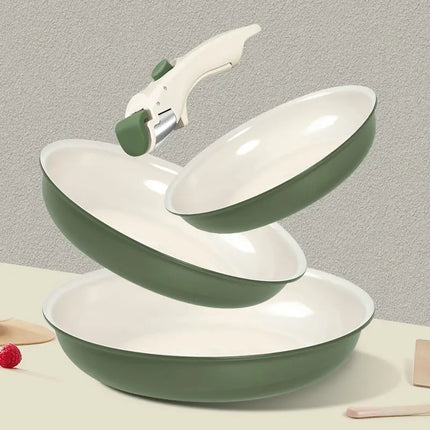 Set di padelle impilabili da 2/3 pezzi, padelle antiaderenti per uova con manico rimovibile, padella antiaderente per bistecche fritte, pentola di cottura, pentole