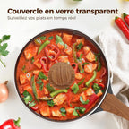 Padella alta 24 cm con coperchio – Padella antiaderente in granito, compatibile con l'induzione