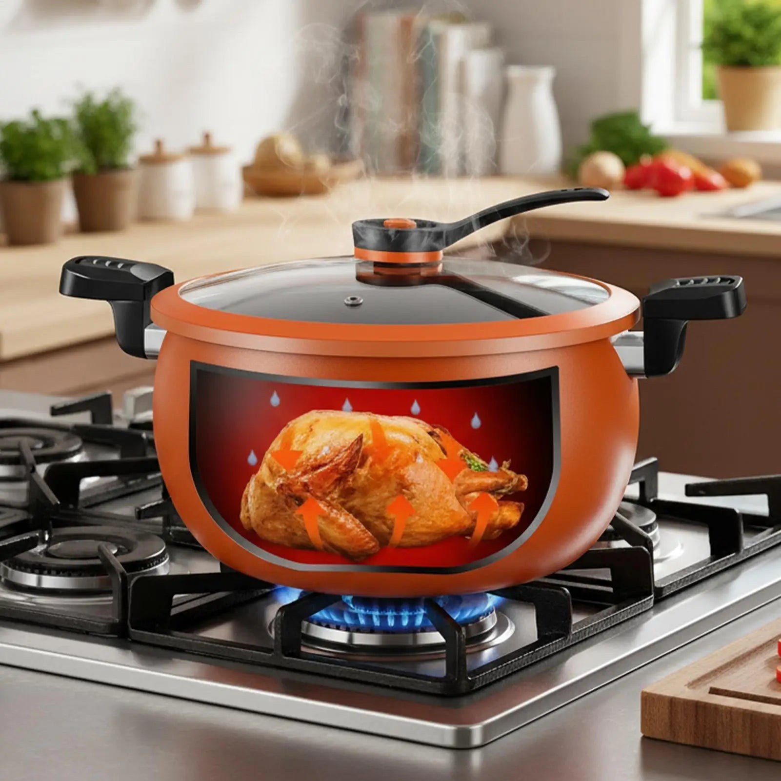 Großer Antihaft-Multifunktions-Schnellkochtopf mit transparentem Deckel, Slow Cooker zum Kochen