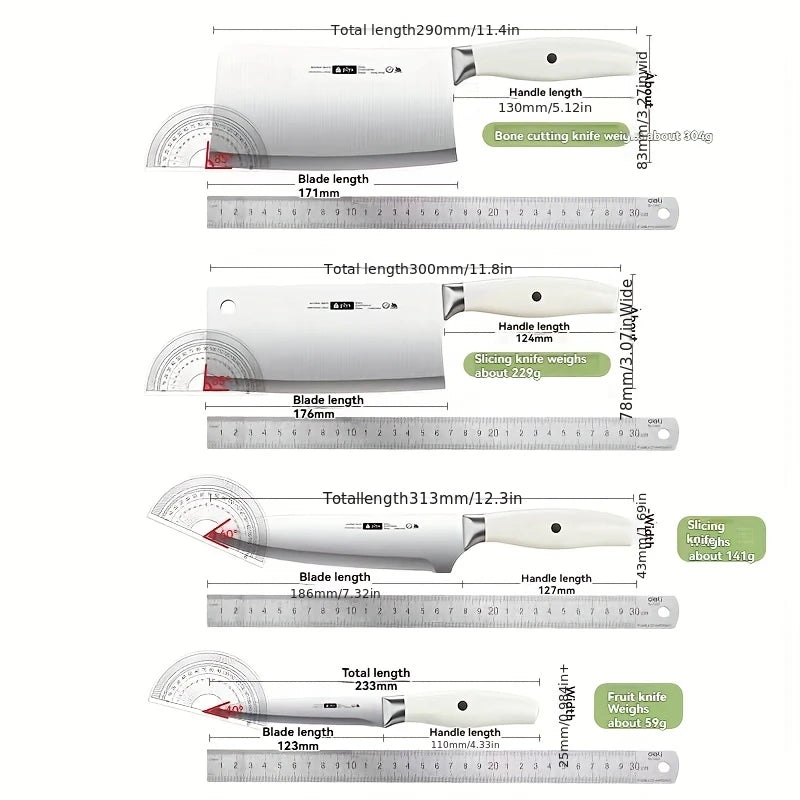 ￼   Messerset, 7-teiliges Küchenmesser-Set mit universellem PE-Messerblock, Messerblock-Set mit integriertem Schleifstein, beiges Küchenset