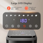 Friggitrice ad aria 6,5 L XXL doppia resistenza 8 funzioni finestra visualizzazione griglia antiaderente Taylor Swoden nera