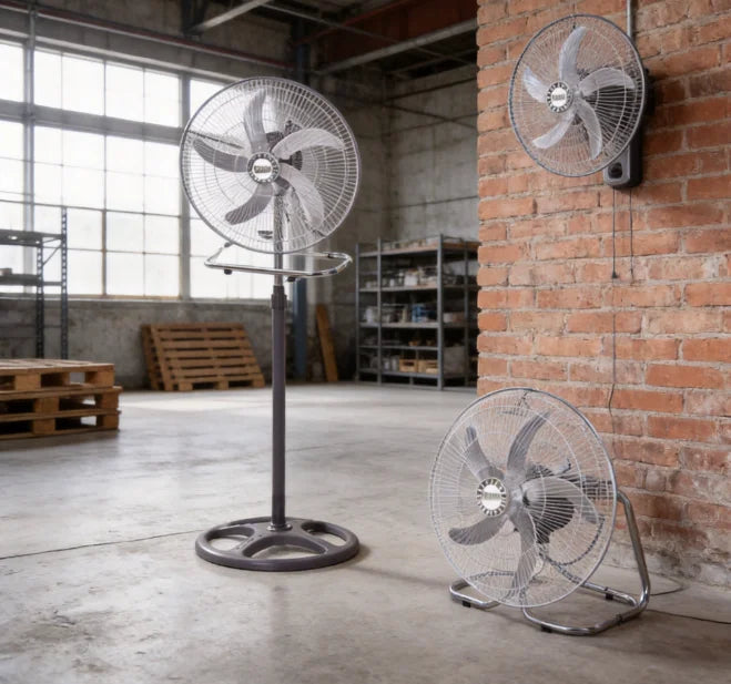 Industrieventilator aus Metall, 3-in-1, 65W, 3 einstellbare Geschwindigkeiten, 125x50CM, Multifunktions-Boden-, Tisch- und Wandventilator, Leistungsstarker Luftzirkulationsventilator für Zuhause, Garage, Lager