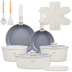 KOCH SYSTEME CS Set di pentole antiaderenti 17 pezzi Set di pentole e padelle con manico staccabile Pentole antiaderenti a induzione Pentola per salsa da cucina