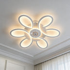 Ventilatore da soffitto moderno con luce, telecomando e controllo tramite app intelligente, ventilatore da soffitto a incasso ultra sottile da 25 pollici con luce LED dimmerabile, adatto per camere da letto, soggiorni e altri