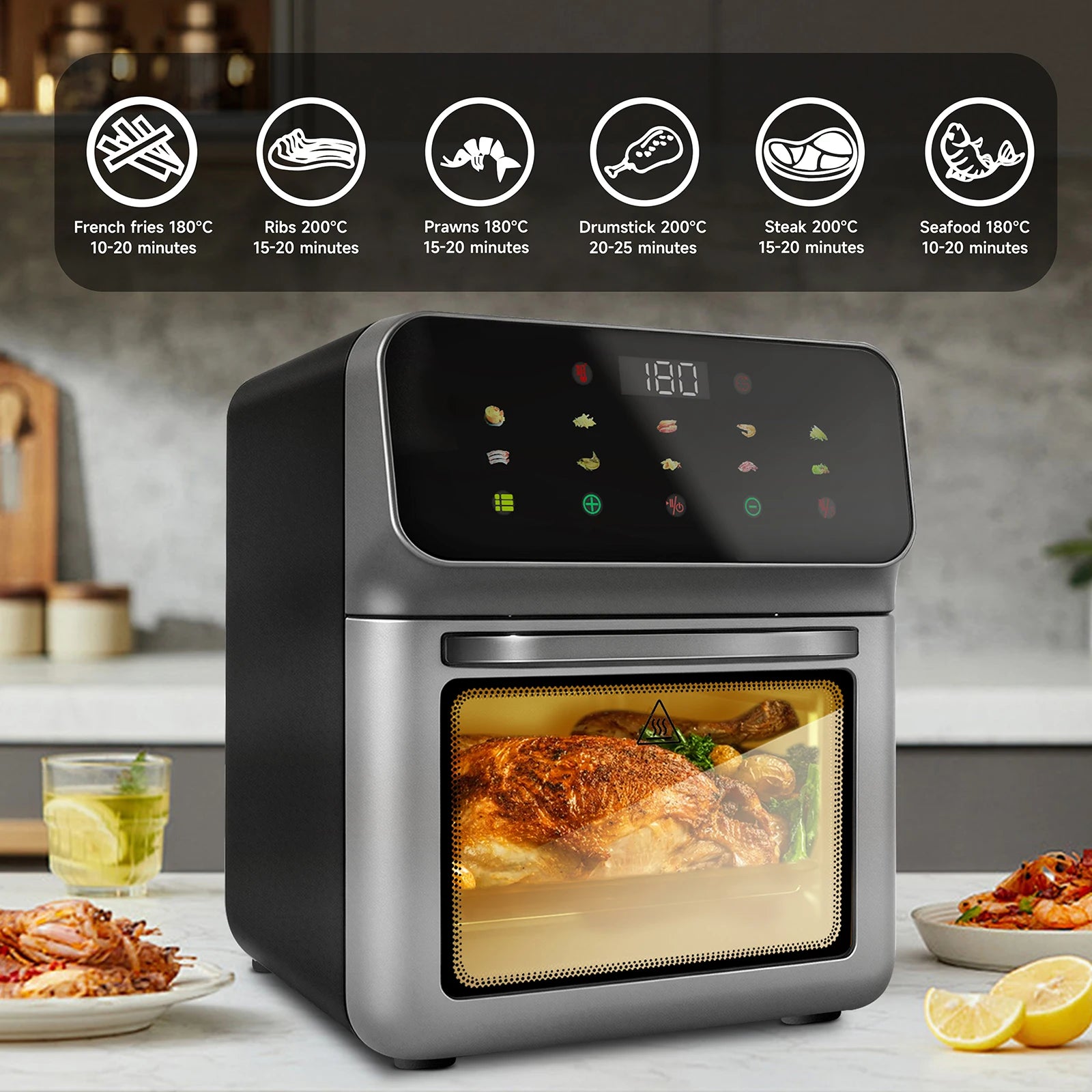 Friggitrice ad aria 10 litri 1350W con 10 modalità preimpostate e cottura a circolazione 360°