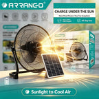 Arrango Solarbetriebener Standventilator, neigbar, leise, 3 Geschwindigkeiten, mit abnehmbarem Solarpanel für Wohnmobil, Angeln, Kühlung bei Stromausfall oder außerhalb des Stromnetzes