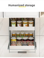 Scaffale Sollevabile Salvaspazio, Armadietto a Muro Estraibile, Scaffale Organizzatore, Scaffali Porta Spezie da Cucina, Mobili Multifunzionali per Cucina