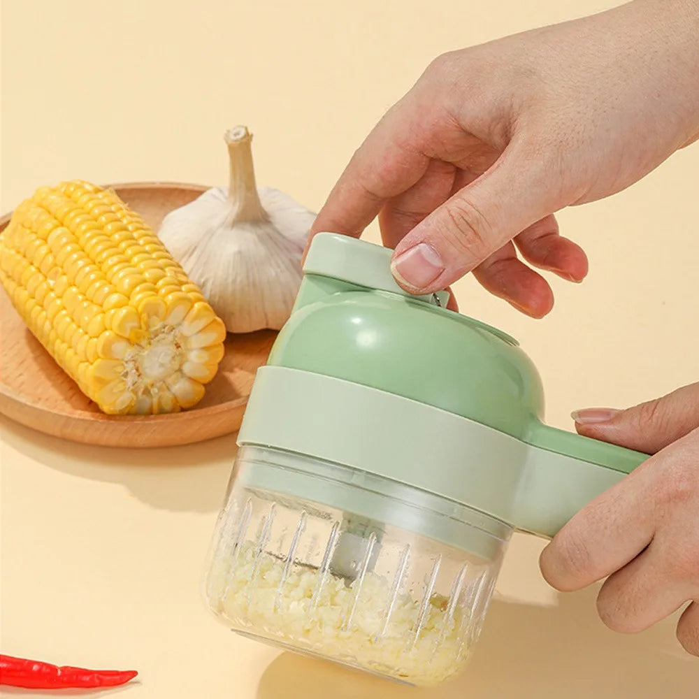 4In1 Tagliaverdure Elettrico Set Tenuto In Mano Elettrico Portatile Aglio Masher Cibo Chopper Tritacarne Macchina Buccia di Frutta Fetta