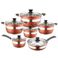 Set di Pentole Antiaderenti da 12 Pezzi in Acciaio Inox Premium con Coperchi in Vetro per Cucina Domestica