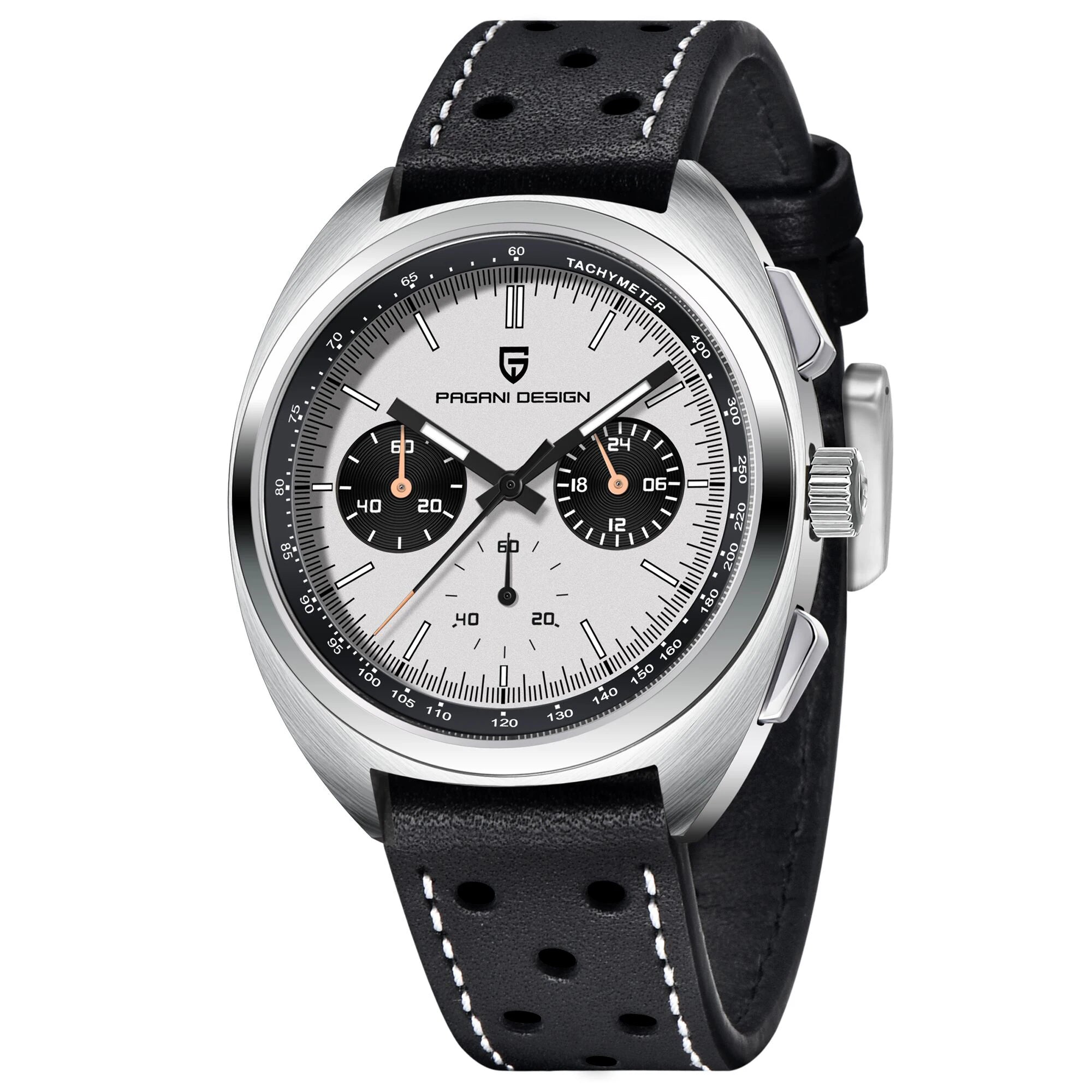 PAGANI DESIGN Orologio da polso al quarzo uomo Retro Panda Cronografo Vetro zaffiro