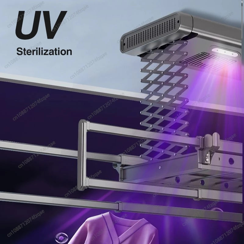 Home Balcone Elettrico Telecomando Sollevamento Stendibiancheria Lega di alluminio Illuminazione Asciugatura Stendibiancheria pieghevole