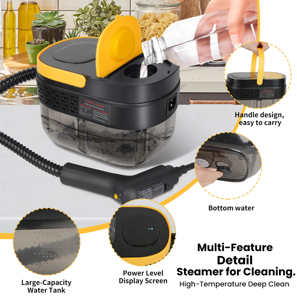 Dampfreiniger Handgerät 2500W, Hochtemperatur-Dampfreiniger, Dampfstrahler für Zuhause, Auto und Küche