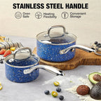 HLAFRG 3 pz/set Pentola Premium Durevole Rivestimento in Granito Pentola per Zuppa Pentola per Latte Domestico con Coperchio in Vetro per Fornello a Induzione Utensili da Cucina