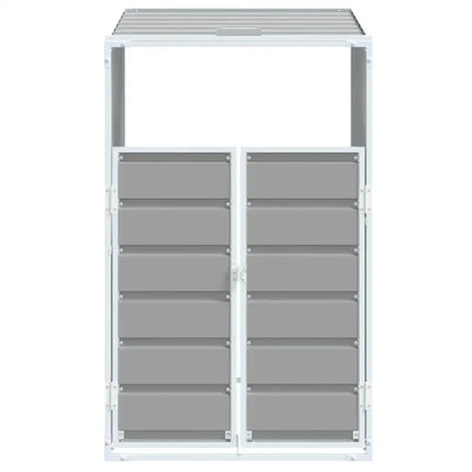 Waste bin on wheels in grey steel for single bin, with lid, for kitchen and outdoor use