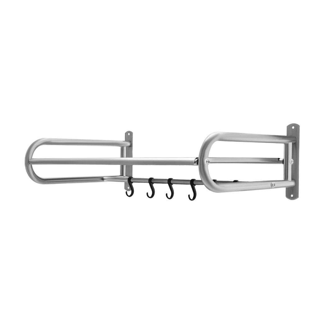 Scaffale per forno a microonde a 2 livelli, scaffale espandibile, strumento di stoccaggio da cucina con 6 ganci flessibili per balcone cucina