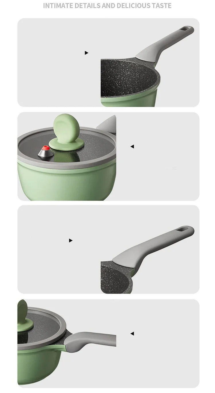 COOKER KING Pentola per il latte Padella antiaderente Micro pressione Rivestimento in pietra medica Pentola per alimenti per bambini Latte caldo Tagliatelle istantanee Pan Mini Pentola