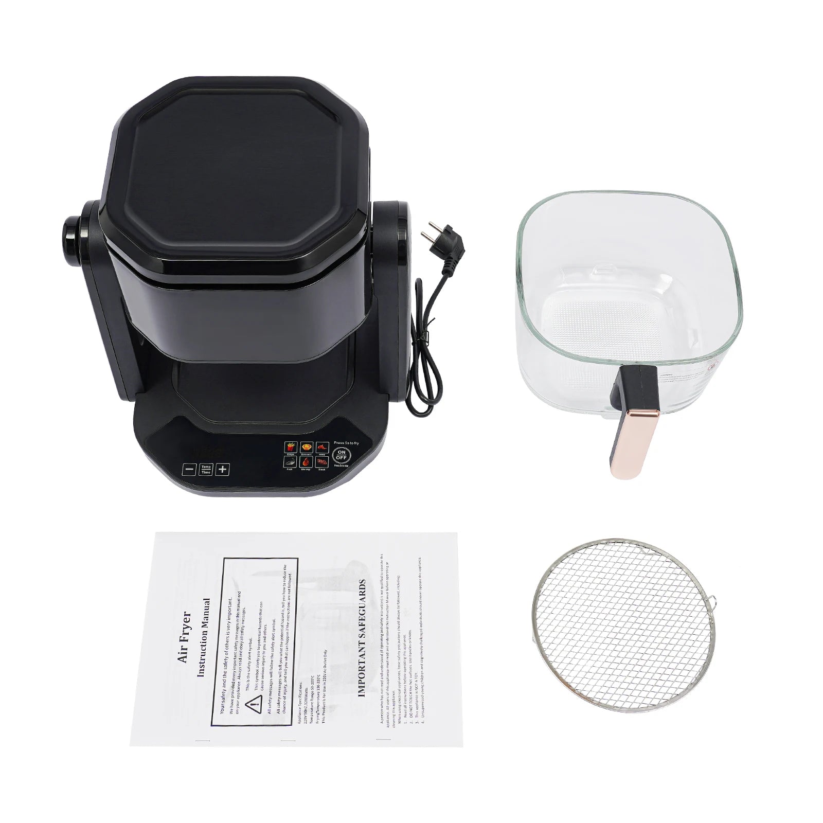 Friggitrice ad Aria Calda 1200W 4.5L con Display LCD