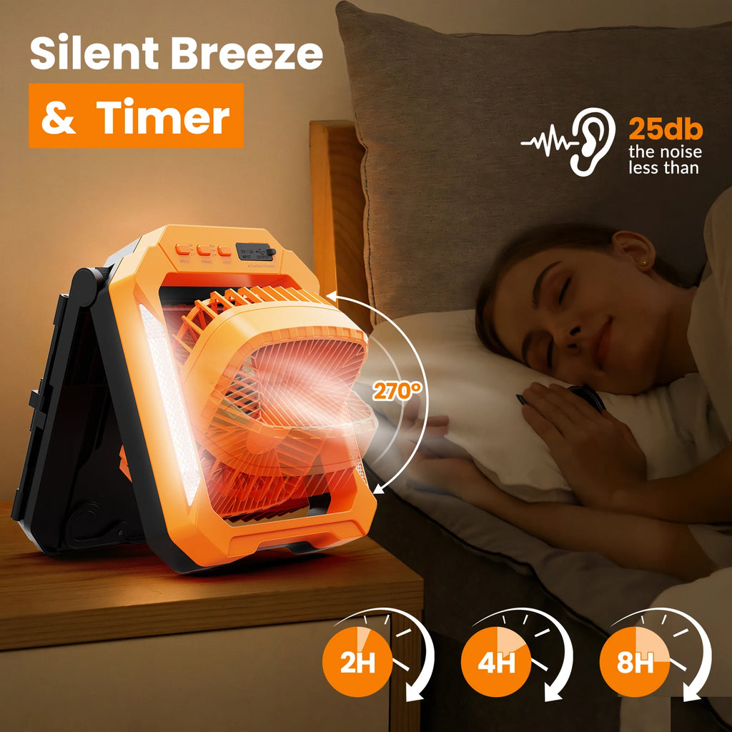 Ventilatore Portatile Ricaricabile 26800mAh con Pannello Solare 2-in-1