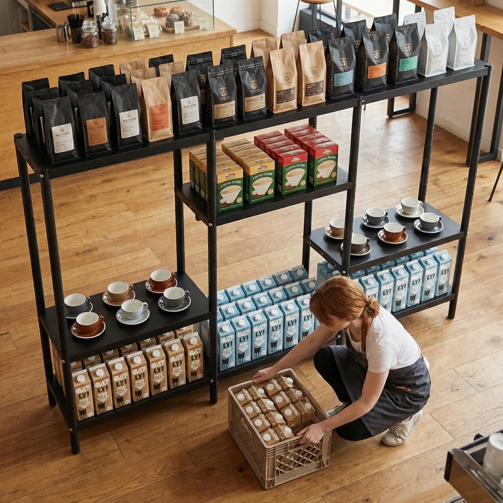 Commercial 9-Tier Metal Shelving, Reinforced Steel Rack for Display and Storage, Ideal for Cafes, Bars, and Kitchens