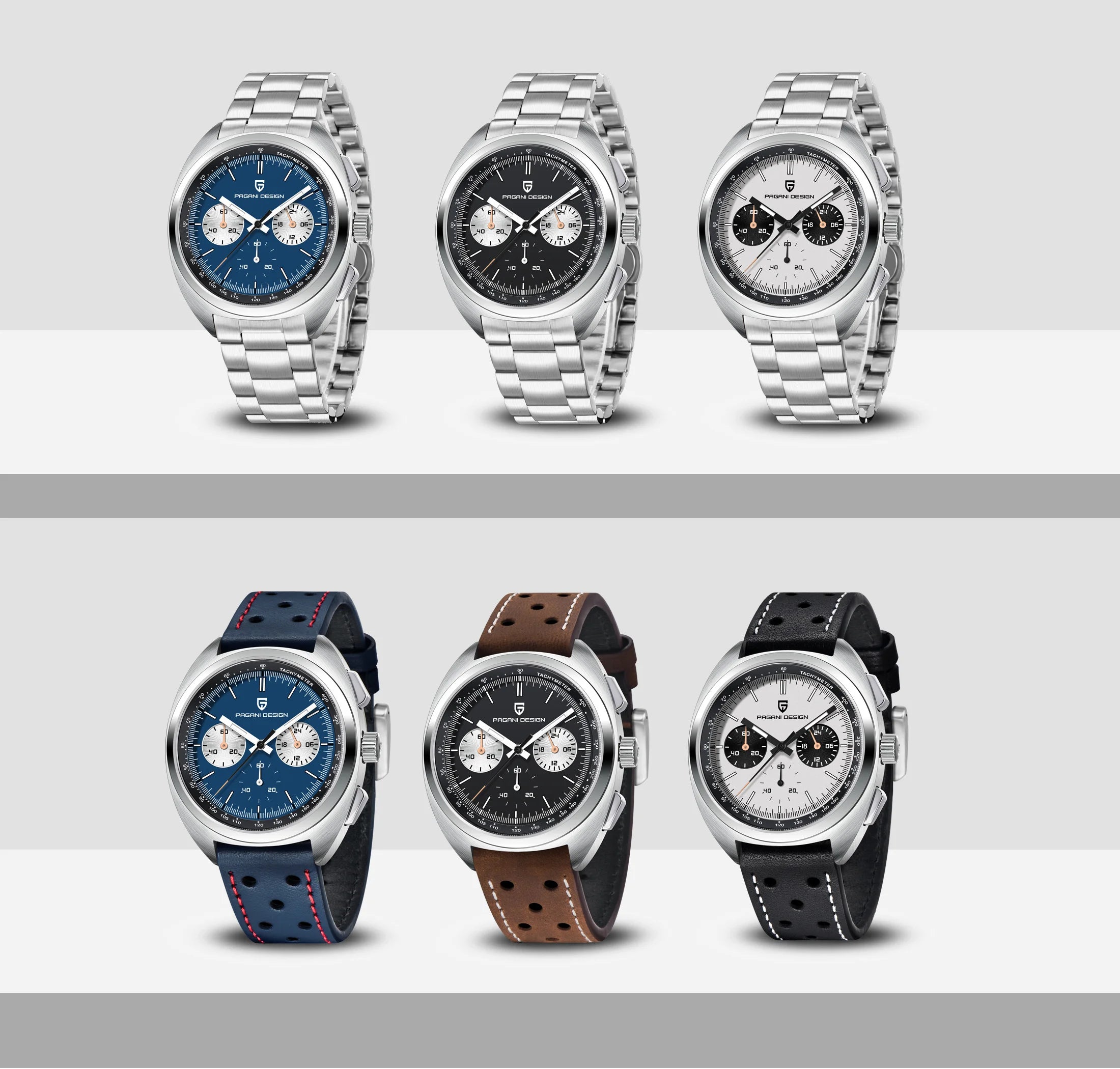 PAGANI DESIGN Orologio da polso al quarzo con cronografo VK63 e vetro zaffiro