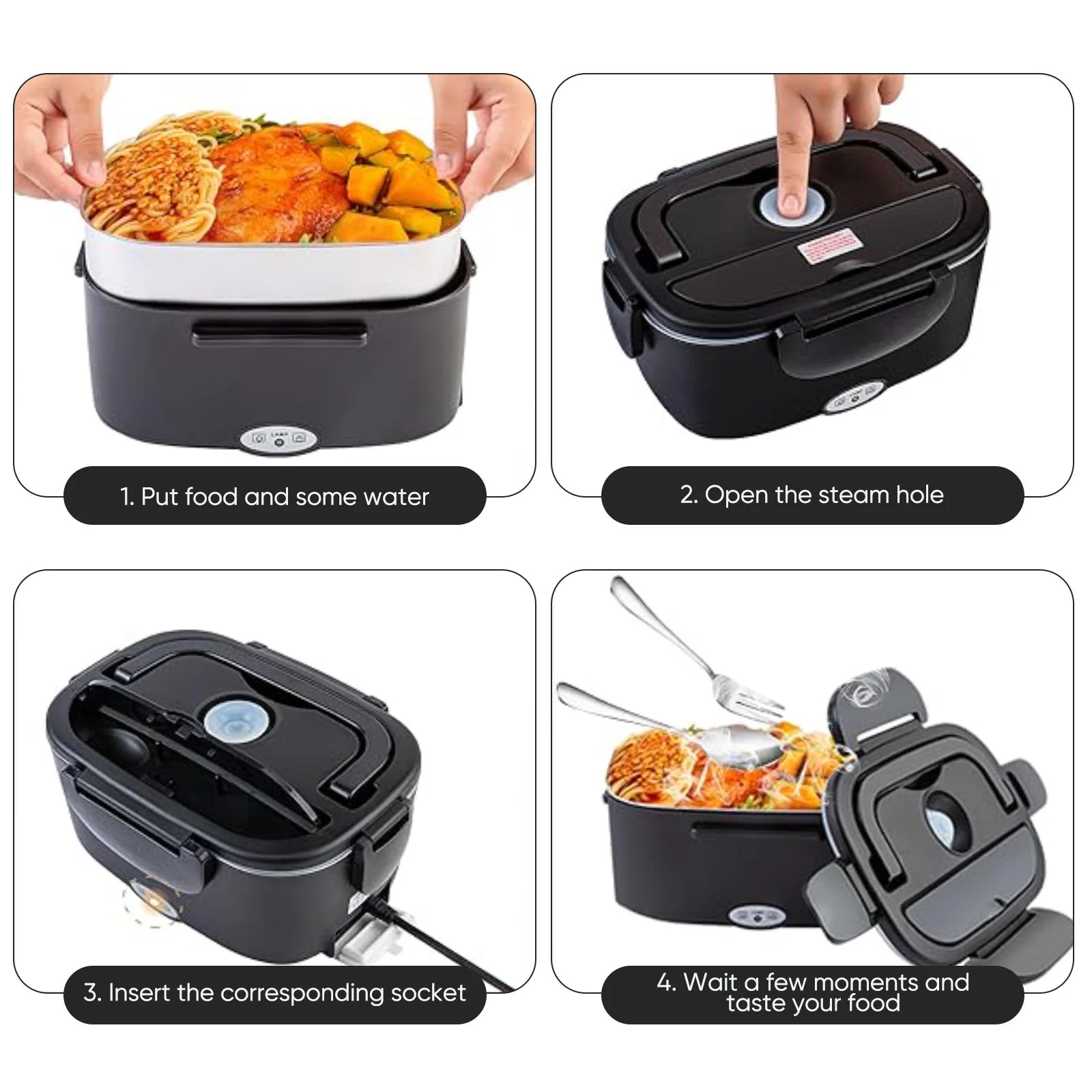 2-in-1 Auto Casa 12V 24V 110V 220V Elektrische Lunchbox Tragbare Picknick Schule Lebensmittelheizung Wärmer Behälter Set aus Edelstahl