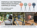 Ventilatore ricaricabile USB con treppiede flessibile, silenzioso e ad alta potenza, portatile per scrivania, passeggini e campeggio