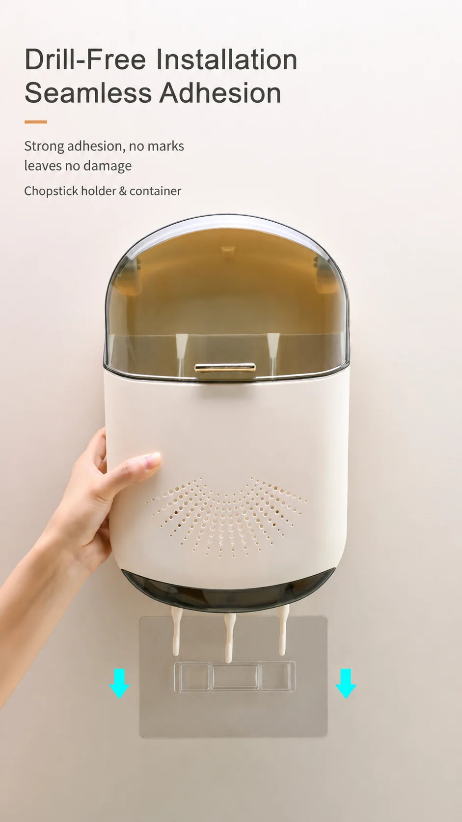 Porta Bacchette da Cucina a Parete Senza Foratura, Pieghevole, Antipolvere, con Drenaggio, per Uso Domestico