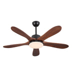 Ventilatore da soffitto da 132 cm con luce, reversibile, 6 velocità, LED da 30 W, telecomando, nero/marrone